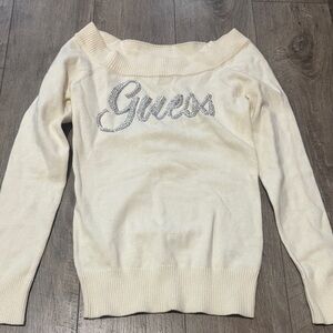 Guess Off-the-Shoulder Cream Sweater